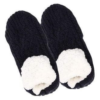 Supvox WomenS Thermal Fuzzy Slipper Socks with Anti-Slip Dots, Thick Plush Floor Socks for Winter Warmth, Size 35-39 (24Cm), Black