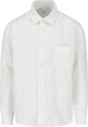 Lardini White Long-Sleeved Front Pocket Shirt