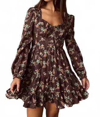 Blu Pepper Francis Floral Mini Dress In Brown