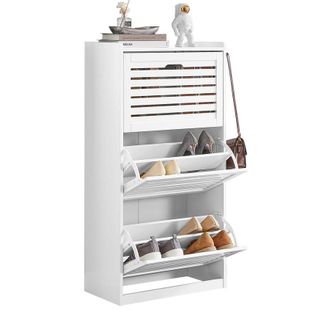 SoBuy Zapatero Con 3 Solapas Y 2 Ganchos Armario De Entrada Zapatero Estrecho Organizador 55 X 30 X 112 Cm Fsr108-w Sobuy Es
