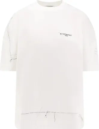 Givenchy Logo Print Crew-neck T-shirts en Polos - Dames - T-shirts - Wit - S - Katoen - Tops