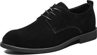 Generic Oxford Dress Shoes for Men Lace Up Round Toe Derby Shoes PU Leather Anti-Slip Resistant Non Slip Classic(Black,10.5 UK)