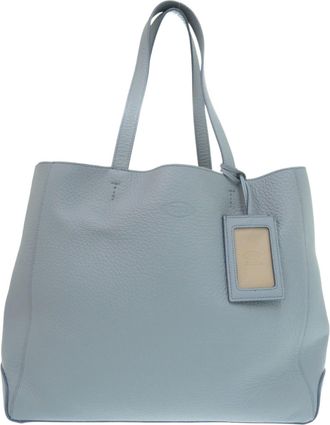 Tod's Blue Gray Leather Tote Bag (Pre-Owned)
