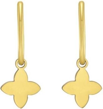 Tresorra 14K Yellow Gold Flower Huggie Earrings