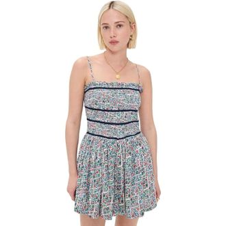Free People Bali Checked Out Romper Womens Gardenia Combo Smocked JDM2701