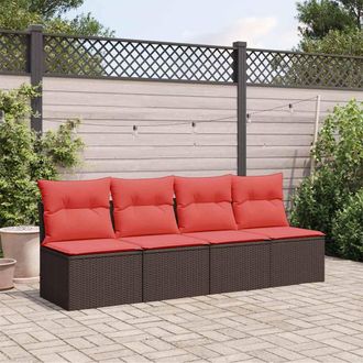 vidaXL Vidaxl Divano Da Giardino Marrone 227 X 62 X 69 Cm Polyrattan
