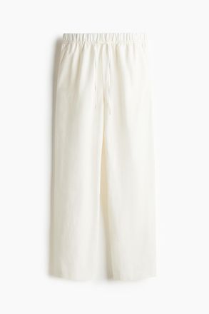 H&M Kordelzughose aus Leinenmix - Weiss