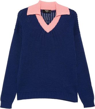 Fendi V-neck Collared Sweater