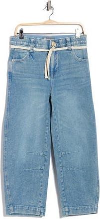 Democracy Tie Waist Crop Barrel Leg Jeans in Light Blue Artisanal at Nordstrom Rack, Size 10P