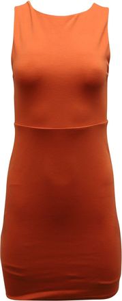 Alice & Olivia Alice + Olivia Tali Sleeveless Cross Detail Back Dress in Orange Rayon