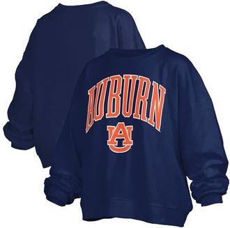 Pressbox Womens Pressbox Navy Auburn Tigers Janise Arch Over Logo Waist Length Oversized Pullover Sweatshirt at Nordstrom, Size X-Large