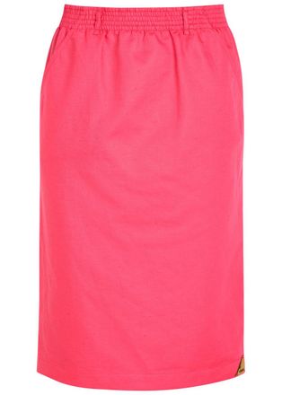 Chloé Gabardine Cotton and Linen-blend Skirt - Pink - 40 (UK12 / M)