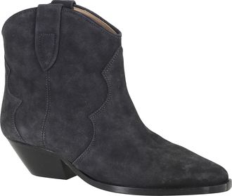 Isabel Marant Black Dewina Gz Pointed-Toe Cuban Heel Suede Ankle Boots