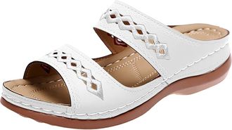 Generic Sandals For Women Arch Support Orthotic Slides Hollow Slip On Slippers Mules Slides Comfortable Slope Heel Slipper Non-Slip Lightweight Sandals Soft S