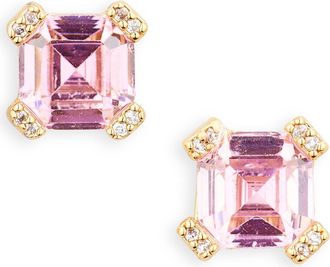 Kate Spade New York asscher cut crystal stud earrings in Pink/Gold at Nordstrom Rack