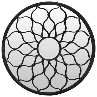 Berkfield Home Garden Mirror Black 60x3 cm Iron Round for Outdoor Use