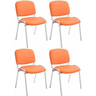 Clp Set De 4 Sillas Ken Cromadas En Polipiel Naranja
