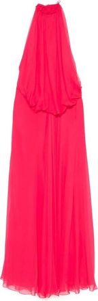 Alberta Ferretti Kleedjes, Dames, Roze, M, Fuchsia Halternek Maxi Jurk Hot Pink