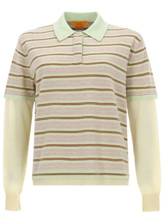 Guest In Residence Layered Stripe Cashmere Rugby Polo Shirt