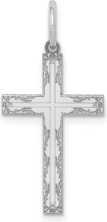 Diamond2Deal 14K White Gold Laser Designed Cross Pendant
