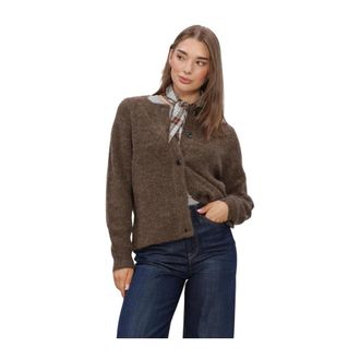 Selected Truien & Vesten, Dames, Bruin, XS, Wol, Slflulu LS Knit Short Cardigan
