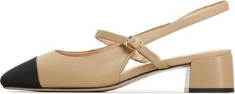 Cesare Gaspari Elegant Slingback Block Heels Pumps - Dames - Pumps - Beige - 41 EU - Leer - Schoenen