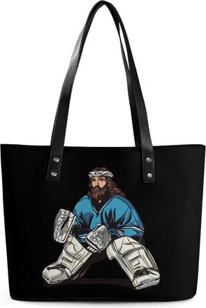 Generic God Saves Hockey Goalie Tote Bags for Women Cute Shoulder Purses Handbags
