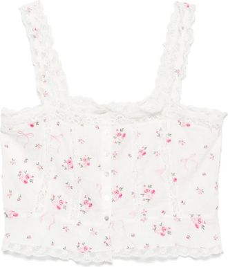 LoveShackFancy Top corto Vietta - Bianco