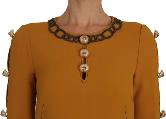 Dolce & Gabbana Brown Mini Crystal Embellished Womens Dress
