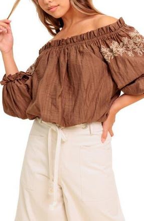 Flying Tomato Off The Shoulder Top in Brown at Nordstrom Rack, Size Small
