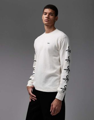 Obey Ears - T-shirt termica a maniche lunghe bianco sporco