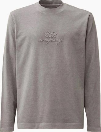 C.P. Company Mens Long Sleeve 20/1 Jersey Embroidered Logo T-Shirt - Grey - Size: 36