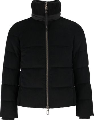 Duno Black Cropped High-Ribbed Collar Quilted Puffer Jacket