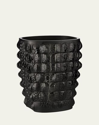 Lalique Croco Vase, Black