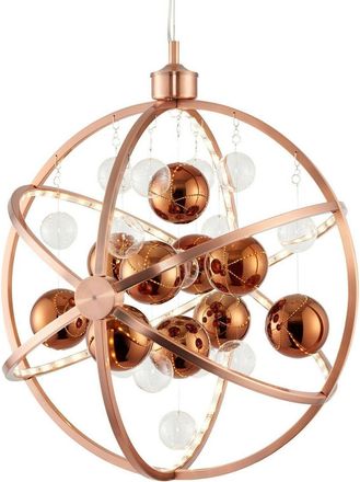 Loops LED Ceiling Pendant Light 10.1W Warm White Copper 480mm Round Feature Lamp Shade