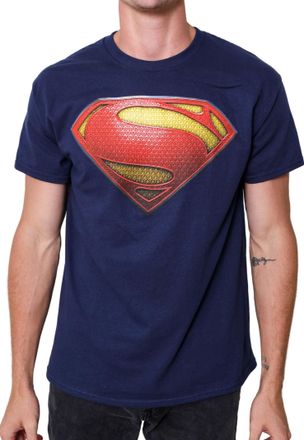 Superman Logo Symbol Justice League DC Costume Adult T-Shirt, Navy, Medium