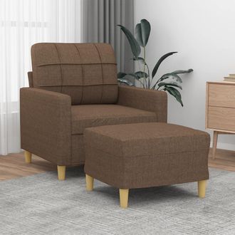 vidaXL Sill&oacute;n Con Taburete Tela Marr&oacute;n 60 Cm Vidaxl