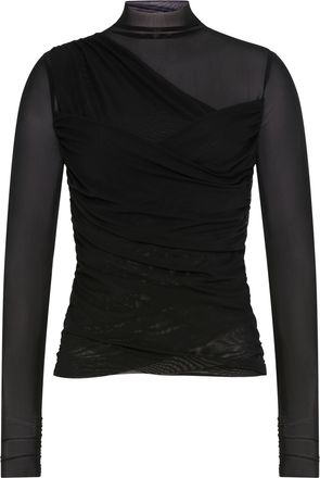 Boss Orange by Hugo Boss Langarmshirt BOSS ORANGE Etulah Premium Damenmode, Damen, Gr. XL (42), schwarz 001, Web, Obermaterial: 100% Polyester, leicht transparent, unifarben, 