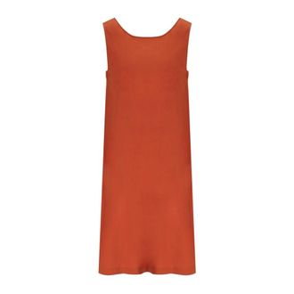 Max Mara Baksteenrood Mouwloze Strandjurk - Dames - Korte kleedjes - Oranje - XS - Katoen - Kleedjes