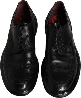 Dolce & Gabbana Mens Black Leather Derby Wingtip Formal Shoes Calfskin