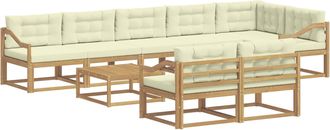 vidaXL Conjunto De Sof&aacute;s De Exterior 9 Uds. Blanco Y Crema Poli&eacute;ster Vidaxl