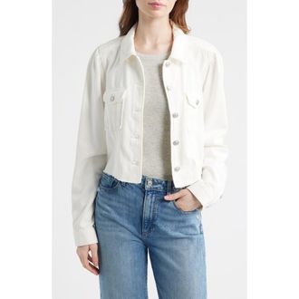 Paige Pacey Crop Denim Jacket in Tonal Ecru at Nordstrom, Size Xx-Small