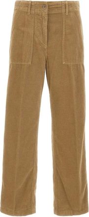 Aspesi Broeken, Dames, Bruin, L, Katoen, Corduroy Straight Broeken