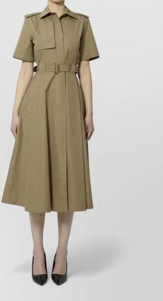 Burberry cotton poplin midi shirtdress belt detail
