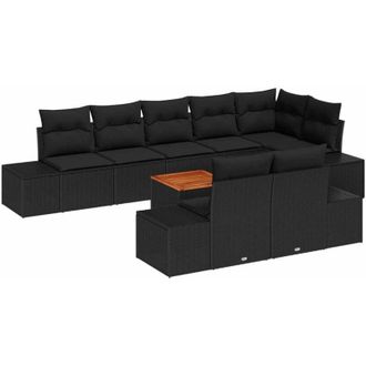 vidaXL Garden Sofa Set 9 pcs Black vidaXL