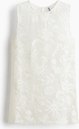 H&M Top aus Netzstoff mit Motivdetails - Cremefarben
