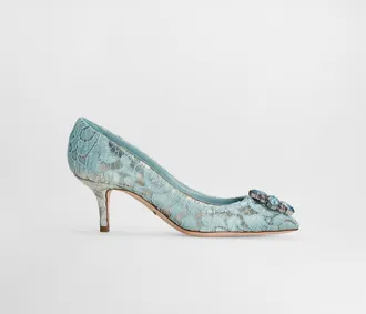 Dolce & Gabbana Lace Rainbow Pumps With Brooch Detailing - Woman Pumps And Slingback Light Blue Lace 37.5