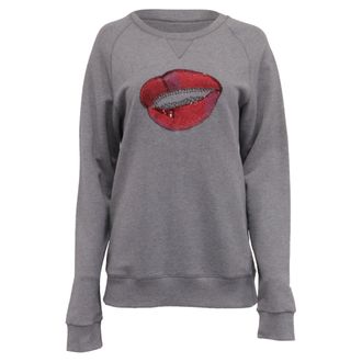 Dries Van Noten Lip Sequin-Embellished Sweatshirt in Grey Cotton