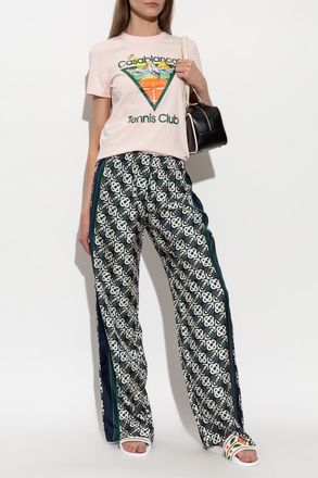 Casablanca T-shirt With A Colorful Print, Womens, Pink