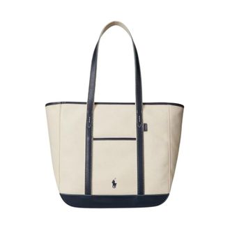 Ralph Lauren Tote Bags, female, Beige, Size: ONE SIZE Canvas Medium Tote Bag